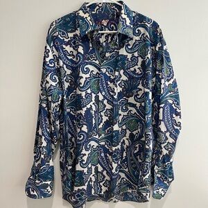 Alan Flusser Blue and Green Paisley Shirt